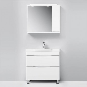 Сет 80 см: база белая напольная с раковиной и зеркало LED AM.PM LIKE